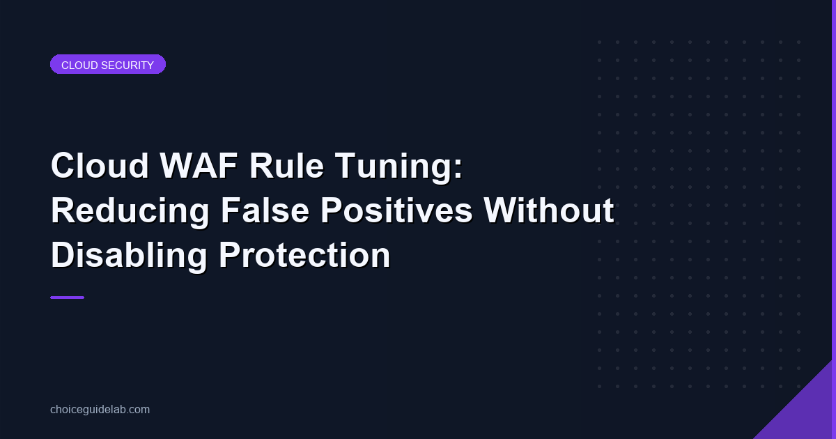 Cloud WAF Rule Tuning: Reducing False Positives Without Disabling Protection