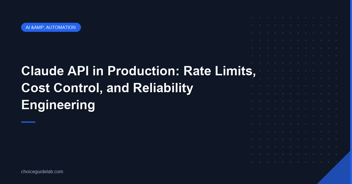 Claude API in Production: Rate Limits, Cost Control, and Reliability Engineering